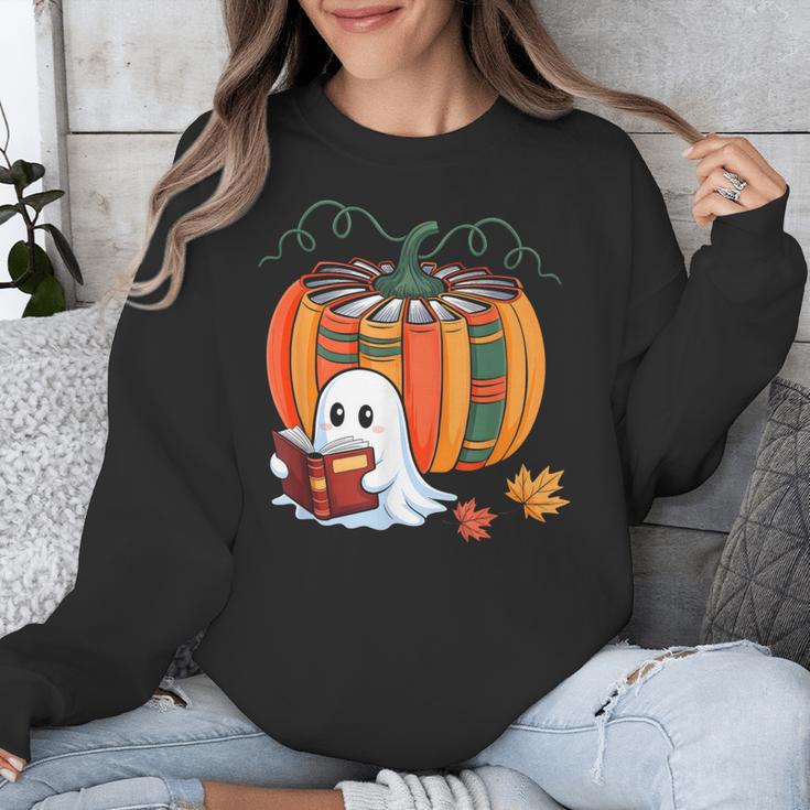 Fall Book Pumpkin Ghost Reading Books Halloween Teacher Unisex Sweatshirt, funny design Fall Book Pumpkin Ghost Reading Books Halloween Teacher Unisex Sweatshirt, funny design