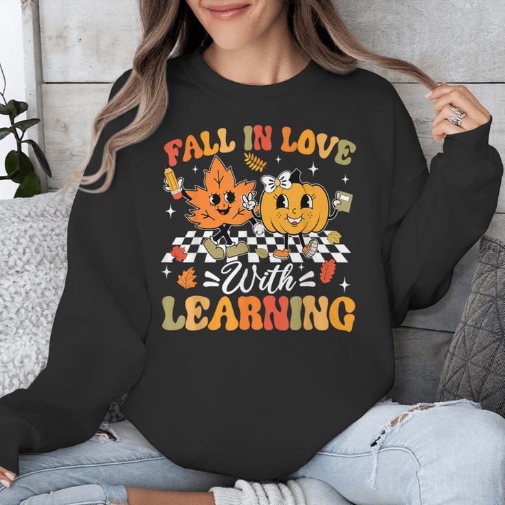 Fall In Love With Learning Fall Teacher Thanksgiving Retro Unisex Sweatshirt, funny design Fall In Love With Learning Fall Teacher Thanksgiving Retro Unisex Sweatshirt, funny design