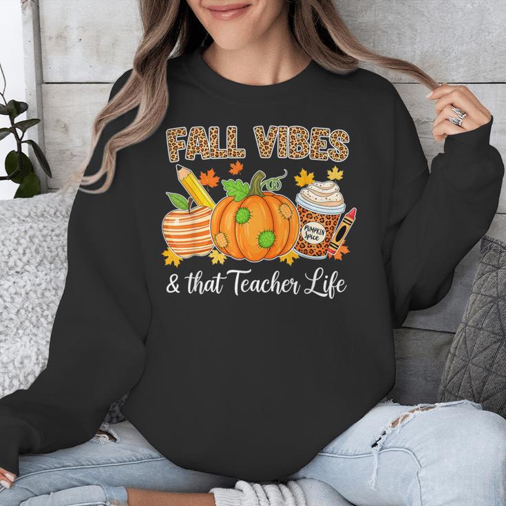 Fall Vibes And That Teacher Life Autumn Thanksgiving Unisex Sweatshirt, funny design Fall Vibes And That Teacher Life Autumn Thanksgiving Unisex Sweatshirt, funny design