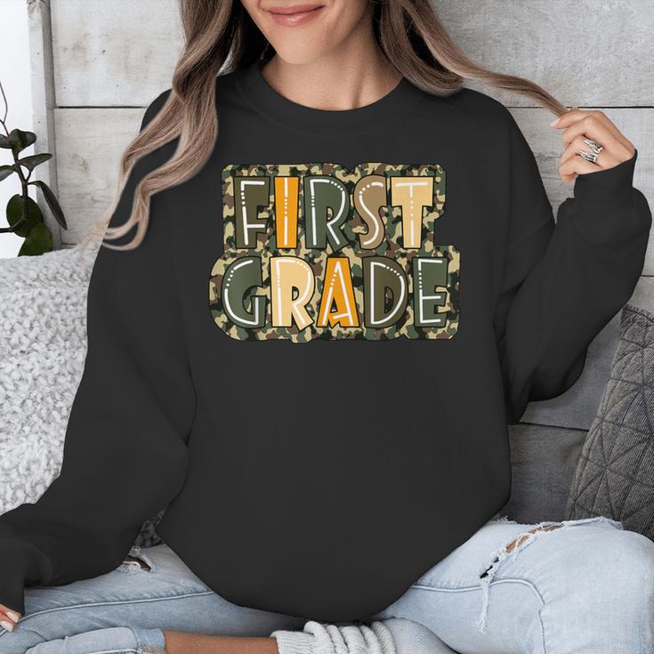 First 1St Grade Camo Camouflage Boy Teacher Back To School Unisex Sweatshirt, First Grade Teacher Gifts, funny design