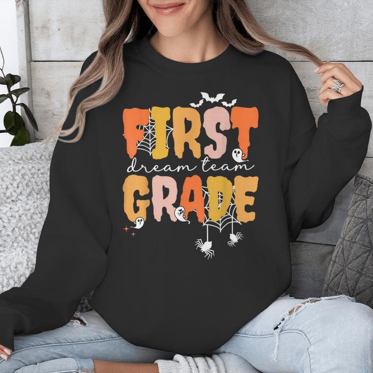 First Grade Dream Retro Team Fall Halloween Spooky Teachers Unisex Sweatshirt, First Grade Teacher Gifts, funny design First Grade Dream Retro Team Fall Halloween Spooky Teachers Unisex Sweatshirt, First Grade Teacher Gifts, funny design