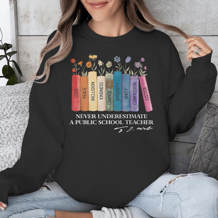 Floral Books Never Underestimate A Public School Teacher Unisex Sweatshirt, funny design Floral Books Never Underestimate A Public School Teacher Unisex Sweatshirt, funny design