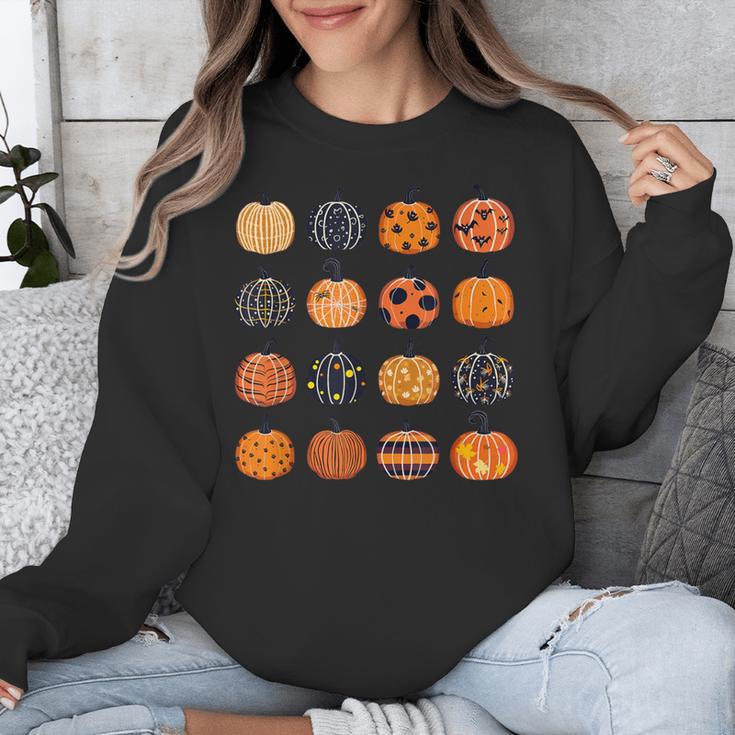 Folk Art Pumpkins Teacher Nurses Admin Witch Halloween Cute Unisex Sweatshirt, funny design