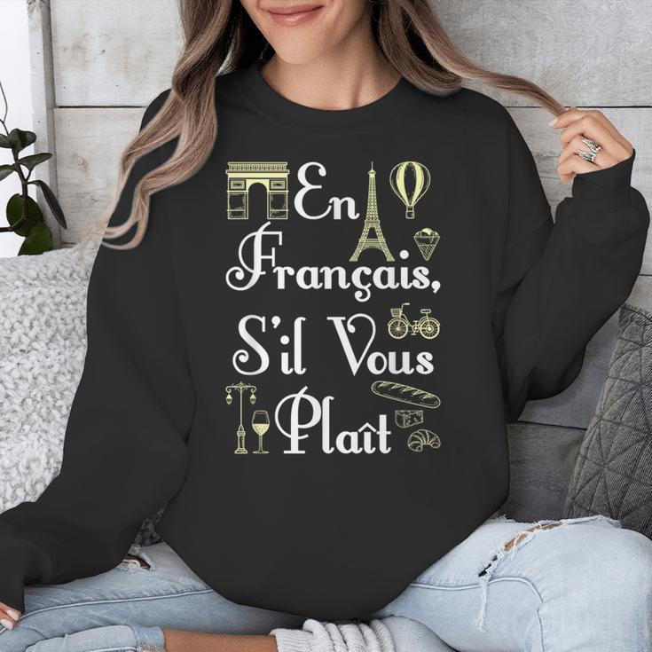 French Teacher En Francais S'Il Vous Plait End Of Year Unisex Sweatshirt, funny design