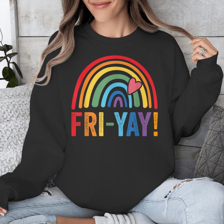 Fri-Yay Friyay Rainbow Colors Teacher Childrens Fun Designs Unisex Sweatshirt, funny design