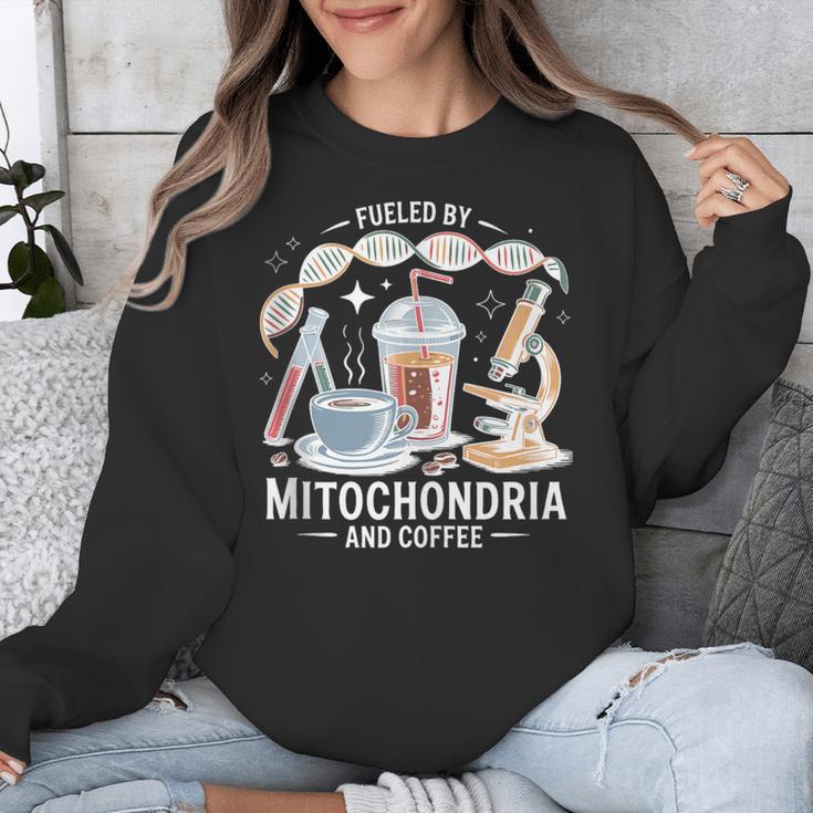 Fueled By Mitochondria Coffee Science Teacher Student Unisex Sweatshirt, Science Teacher Gifts, funny design