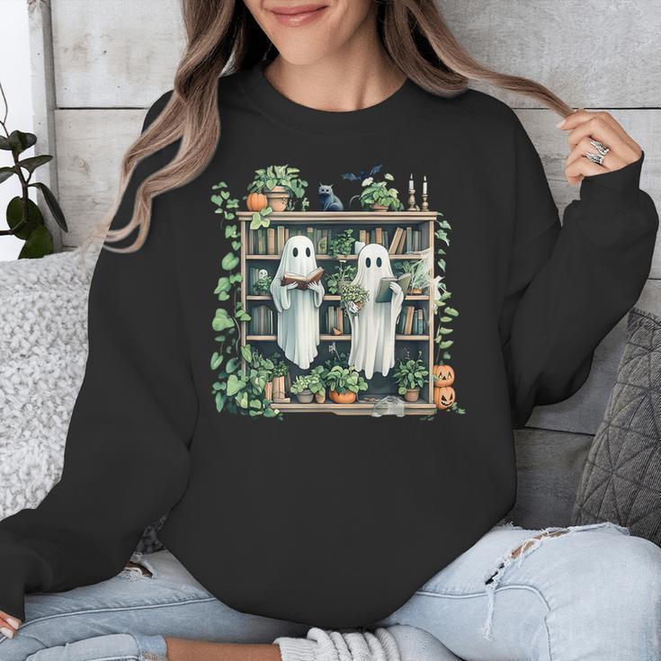Ghost Plant Library Halloween Reading Books Teacher Vintage Unisex Sweatshirt, funny design Ghost Plant Library Halloween Reading Books Teacher Vintage Unisex Sweatshirt, funny design