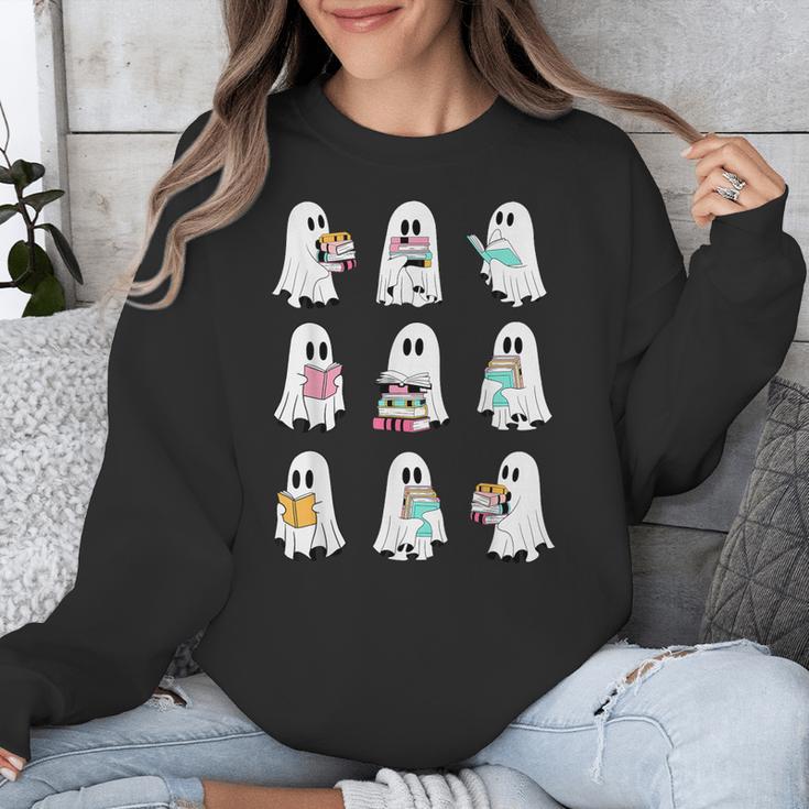 Ghost Reading Books Spooky Librarian Teacher Women Unisex Sweatshirt, funny design Ghost Reading Books Spooky Librarian Teacher Women Unisex Sweatshirt, funny design
