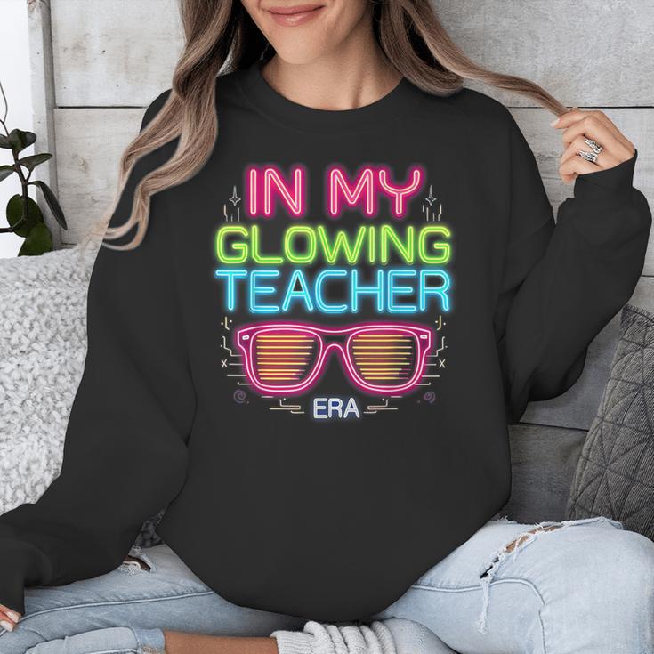 In My Glowing Teacher Era Groovy Colorful Bright Unisex Sweatshirt, Groovy Teacher Gifts, funny design