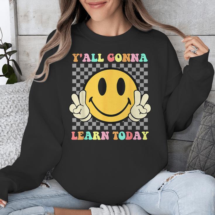 You All Gonna Learn Today Shirt Retro Groovy Teacher Life Unisex Sweatshirt, Groovy Teacher Gifts, funny design