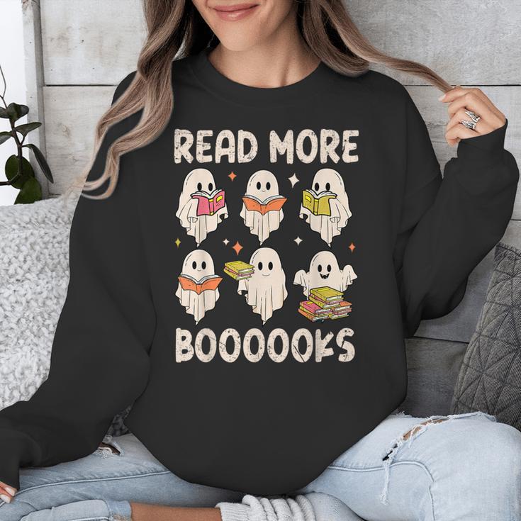 Groovy Halloween Ghost Read More Boooooks Librarian Teacher For Men Women Kids Unisex Sweatshirt, Groovy Teacher Gifts, funny design