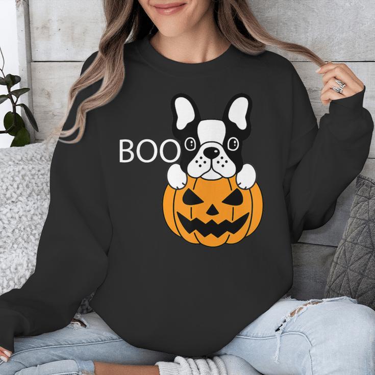 The Halloween Boston Terrier Unisex Sweatshirt, Boston Terrier Halloween Gifts, funny design