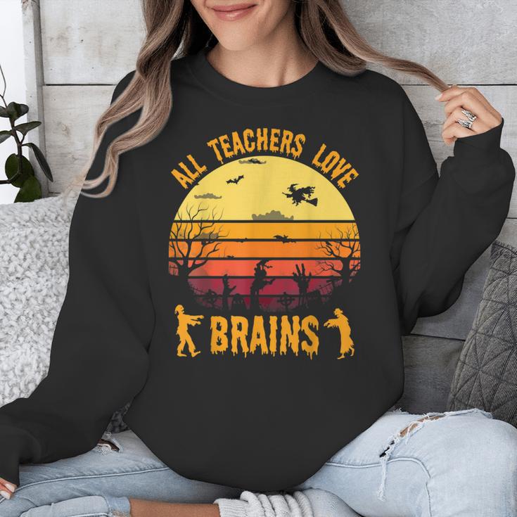Halloween Costume Teacher Love Brains Zombie Unisex Sweatshirt, funny design Halloween Costume Teacher Love Brains Zombie Unisex Sweatshirt, funny design