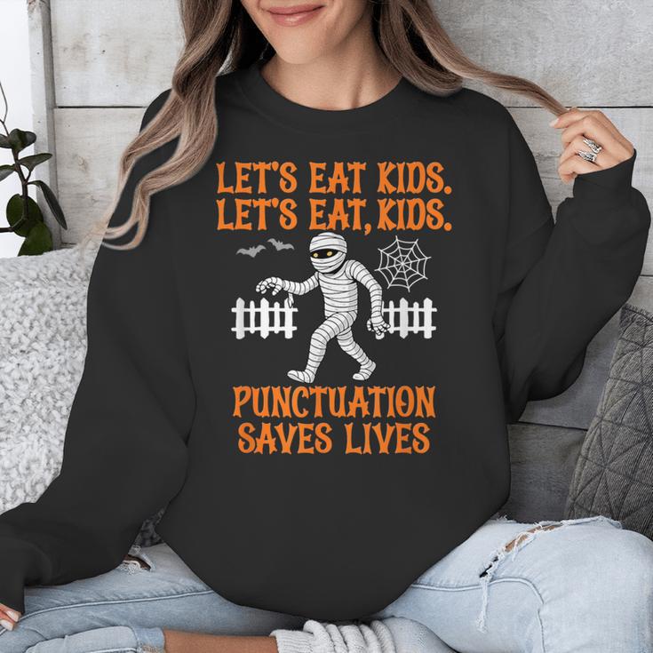 Halloween Lets Eat Kids Punctuation Teacher Unisex Sweatshirt, funny design Halloween Lets Eat Kids Punctuation Teacher Unisex Sweatshirt, funny design