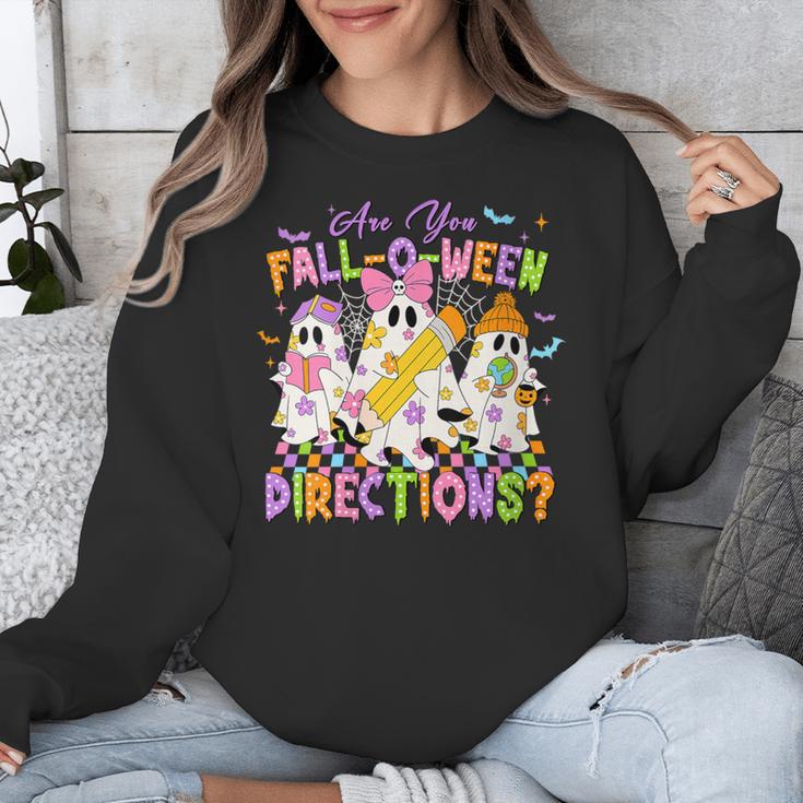 Halloween Floral Ghost Teacher Are You Falloween Directions Unisex Sweatshirt, funny design Halloween Floral Ghost Teacher Are You Falloween Directions Unisex Sweatshirt, funny design