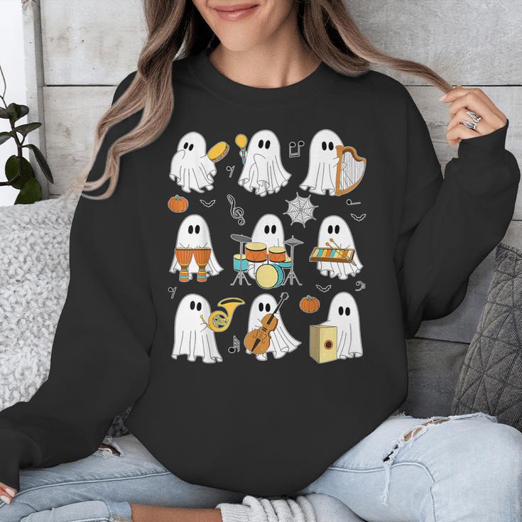 Halloween Ghost Music Teacher Playing Instruments Unisex Sweatshirt, funny design Halloween Ghost Music Teacher Playing Instruments Unisex Sweatshirt, funny design