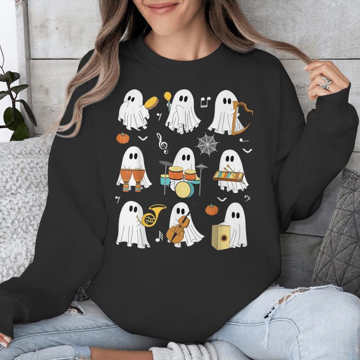 Halloween Ghost Playing Musical Instruments Music Teacher Unisex Sweatshirt, funny design Halloween Ghost Playing Musical Instruments Music Teacher Unisex Sweatshirt, funny design