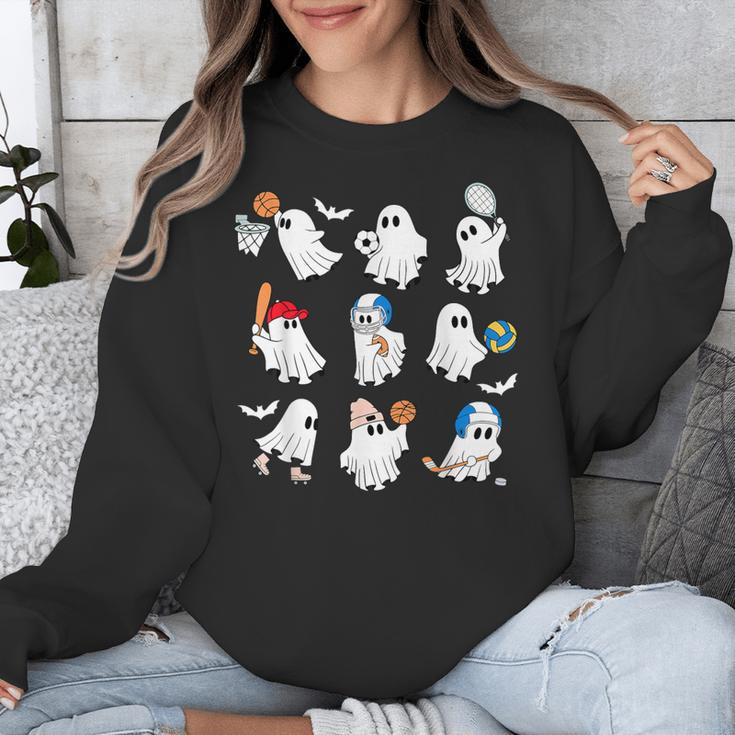 Halloween PE Teacher Ghost Playing Soccer Football Baseball Unisex Sweatshirt, Pe Teacher Gifts, funny design