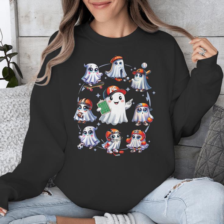Halloween PE Teacher Ghost Playing Sports Physical Education Unisex Sweatshirt, Pe Teacher Gifts, funny design Halloween PE Teacher Ghost Playing Sports Physical Education Unisex Sweatshirt, Pe Teacher Gifts, funny design