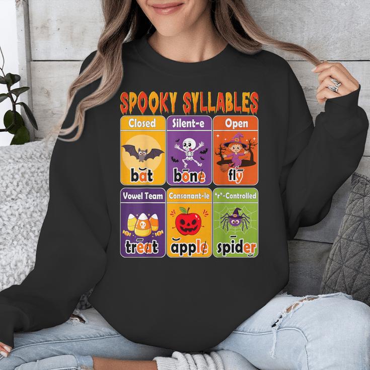 Halloween Spooky Syllable Types Teacher Educational Unisex Sweatshirt, funny design