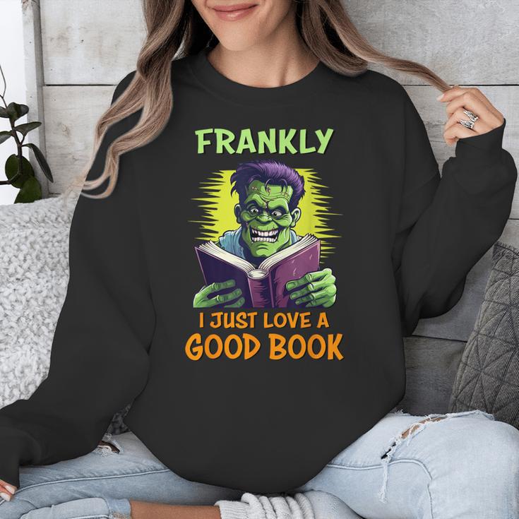 Halloween Teacher Librarian Frankenstein Reading Books Unisex Sweatshirt, funny design