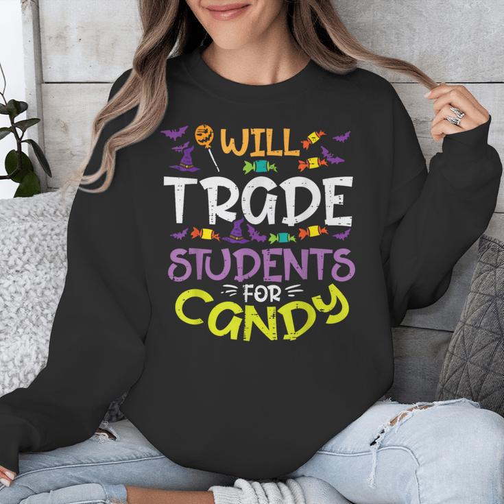 Halloween Teacher Will Trade Students For Candy Women Men Unisex Sweatshirt, funny design