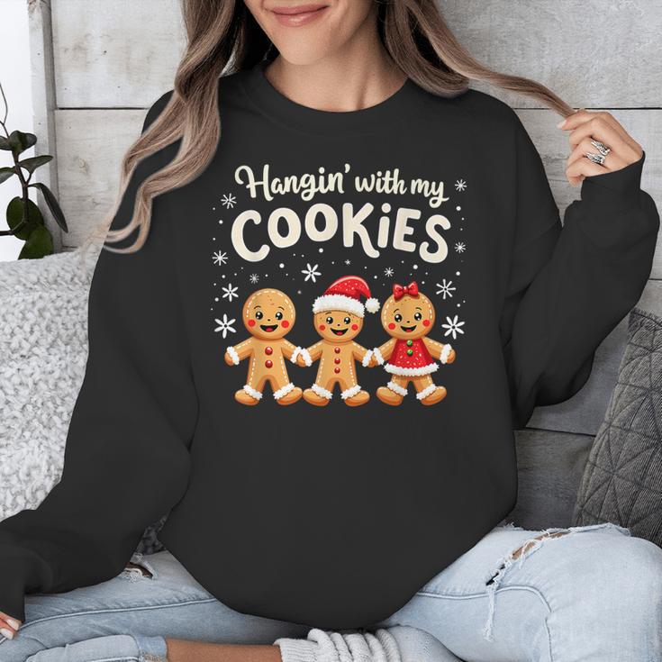 Hangin With My Cookies Gingerbread Christmas Teacher Unisex Sweatshirt, funny design