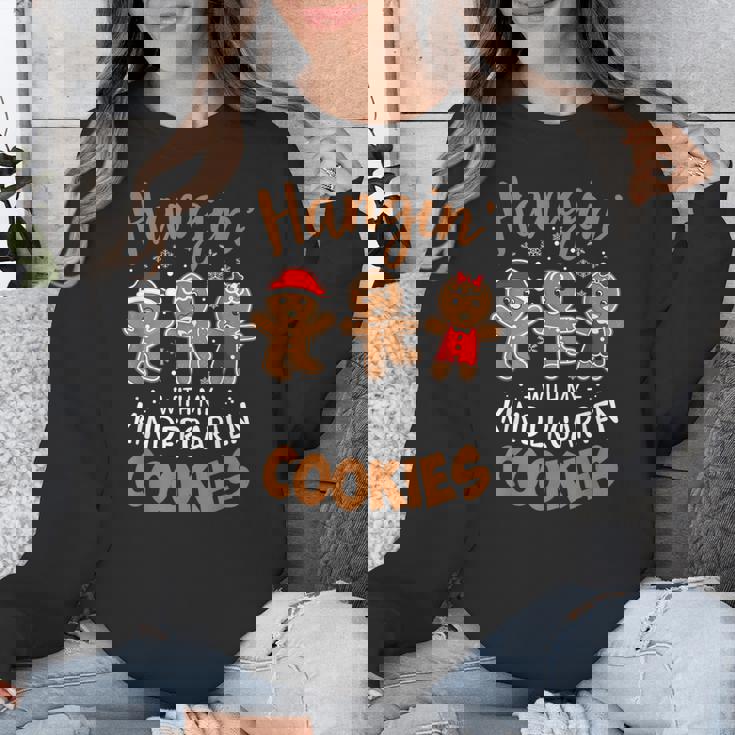 Hangin My Kindergarten Cookie Gingerbread Christmas Teacher For Men Women Kids Unisex Sweatshirt, funny design