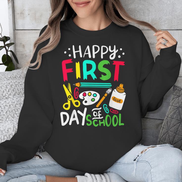 Happy First Day Of School Teacher Back To School Student Unisex Sweatshirt, funny design