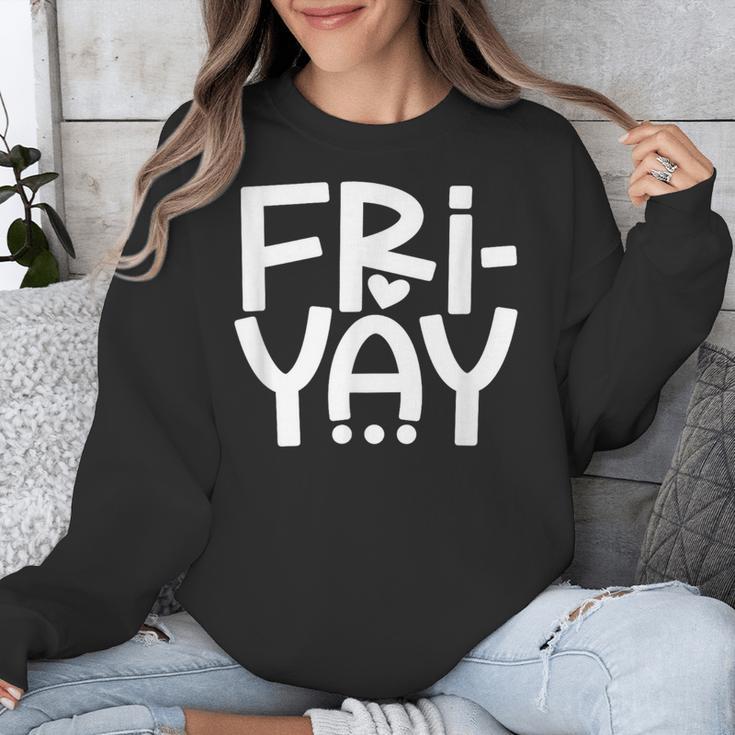 Happy Friyay Teacher Shirt Cute Teacher Fashion Fri-Yay Unisex Sweatshirt, funny design