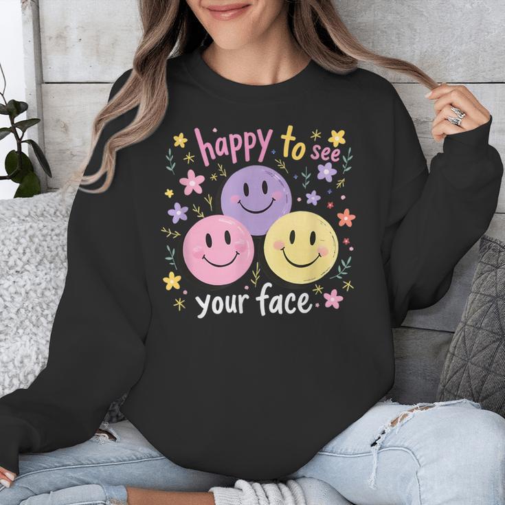Happy To See Your Face Smile Face Teacher Back To School Unisex Sweatshirt, funny design Happy To See Your Face Smile Face Teacher Back To School Unisex Sweatshirt, funny design