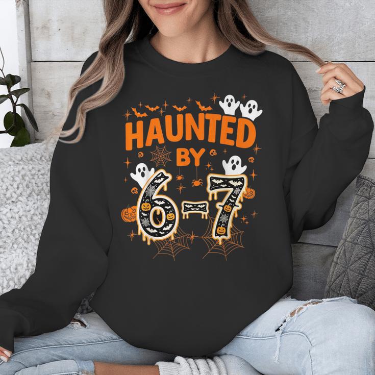 Haunted By 6-7 Halloween Math Teacher Joke Unisex Sweatshirt, funny design Haunted By 6-7 Halloween Math Teacher Joke Unisex Sweatshirt, funny design