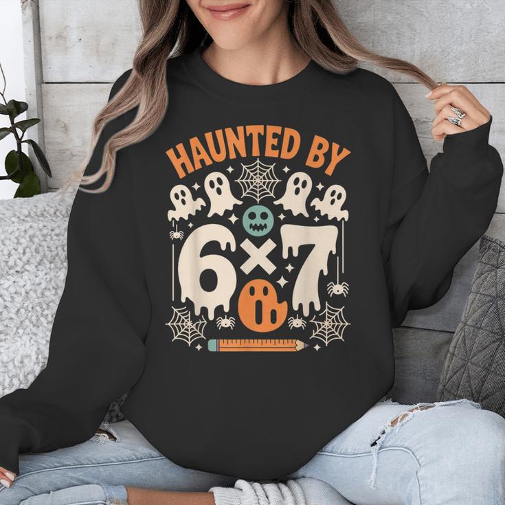 Haunted By 6x7 Math Teacher Halloween Pun Unisex Sweatshirt, funny design Haunted By 6x7 Math Teacher Halloween Pun Unisex Sweatshirt, funny design