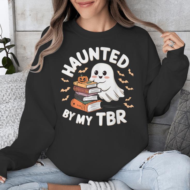 Haunted By My TBR Cute Ghost Book Reading Teacher Halloween Unisex Sweatshirt, funny design Haunted By My TBR Cute Ghost Book Reading Teacher Halloween Unisex Sweatshirt, funny design