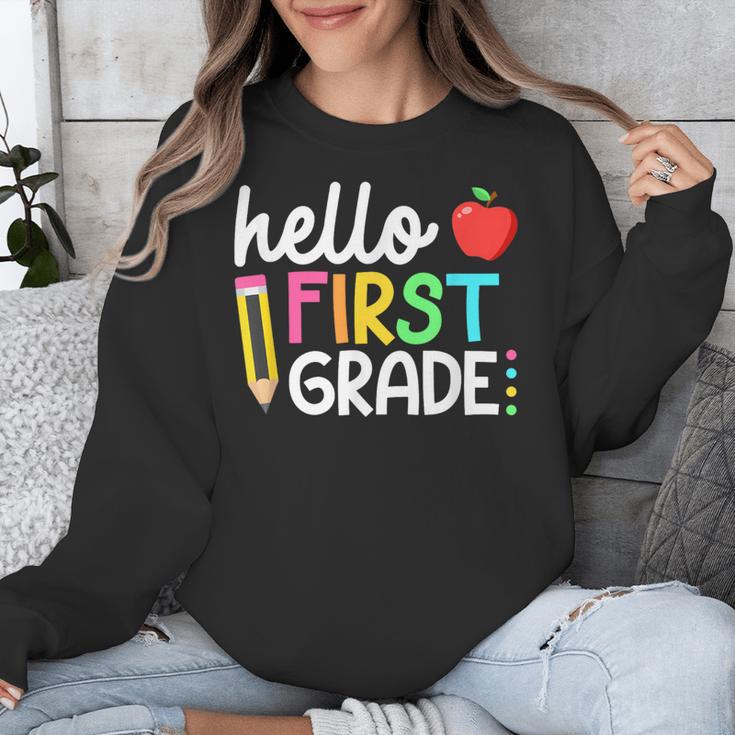 Hello First Grade Team 1st Grade Back To School Teacher Kids Unisex Sweatshirt, First Grade Teacher Gifts, funny design Hello First Grade Team 1st Grade Back To School Teacher Kids Unisex Sweatshirt, First Grade Teacher Gifts, funny design