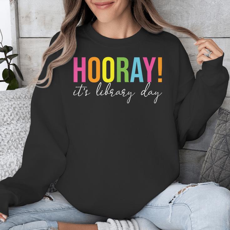 Hooray It's Library Day Teacher Reader Books Back To School Unisex Sweatshirt, funny design