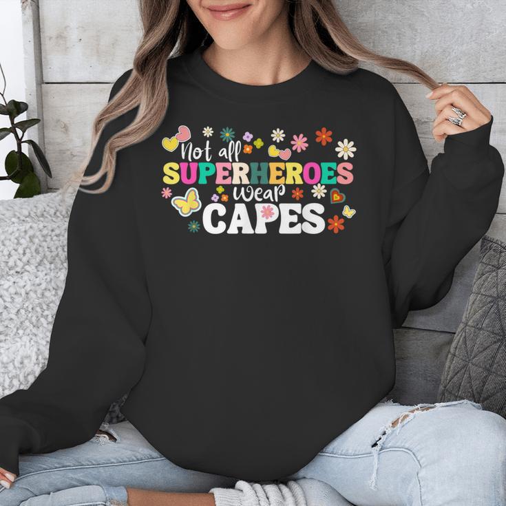 Hot All Superheroes Wear Capes Cute Teacher End Of School Unisex Sweatshirt, funny design