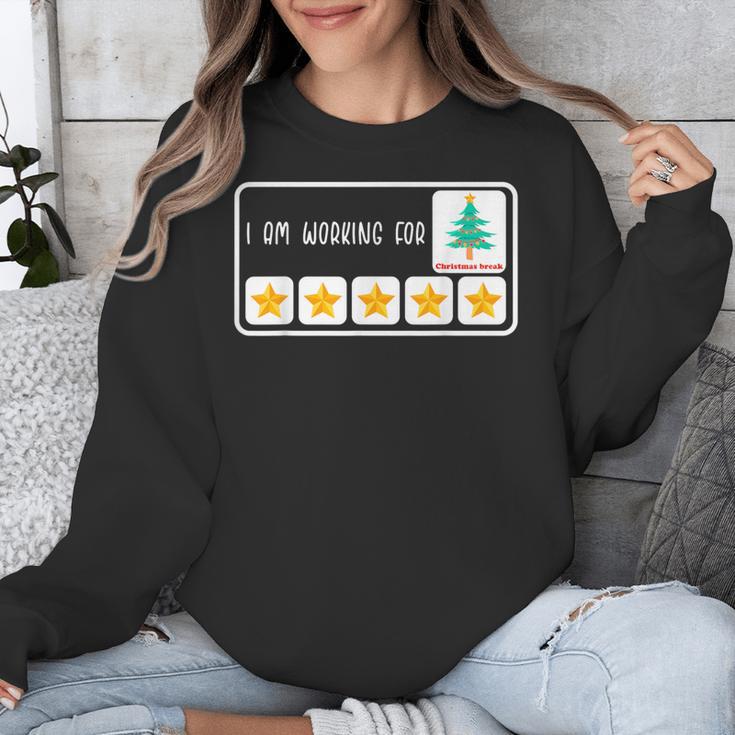 I'm Working For Christmas Break 5 Star Winter Teacher Stars Unisex Sweatshirt, funny design I'm Working For Christmas Break 5 Star Winter Teacher Stars Unisex Sweatshirt, funny design