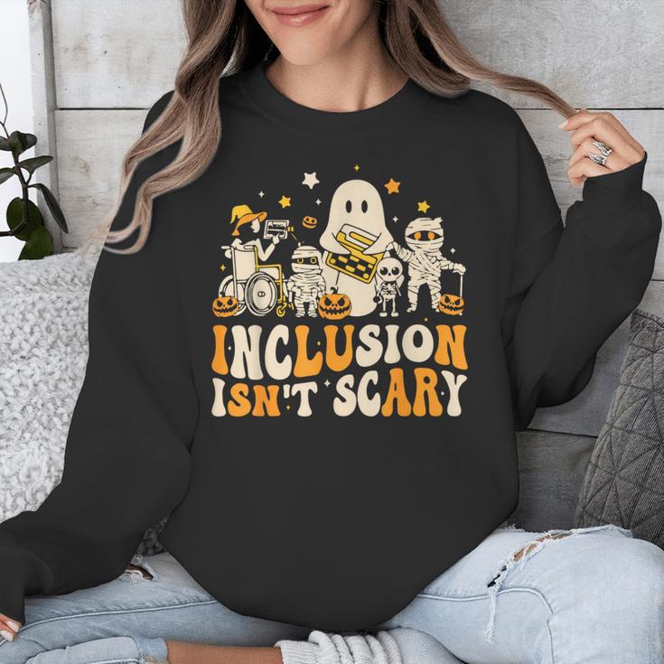 Inclusion Isn't Scary Mummy Boo Ghost Halloween SLP Teacher Unisex Sweatshirt, funny design Inclusion Isn't Scary Mummy Boo Ghost Halloween SLP Teacher Unisex Sweatshirt, funny design