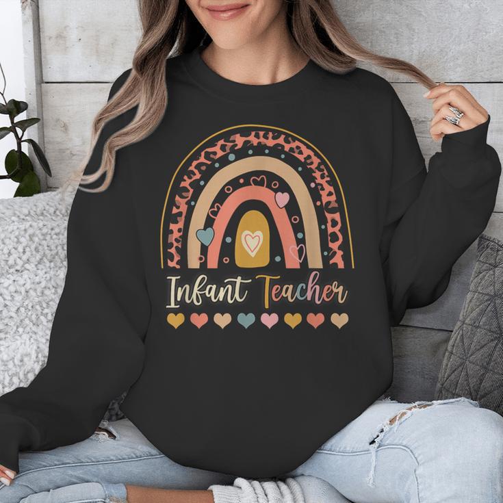 Infant Teacher Leopard Boho Rainbow Appreciation Unisex Sweatshirt, funny design