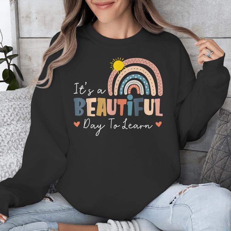 It's A Beautiful Day To Learn Cute Rainbow Boho Teacher Unisex Sweatshirt, funny design It's A Beautiful Day To Learn Cute Rainbow Boho Teacher Unisex Sweatshirt, funny design