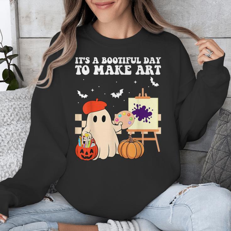 It's A Bootiful Day To Make Art Groovy Art Teacher Halloween Unisex Sweatshirt, Groovy Teacher Gifts, funny design It's A Bootiful Day To Make Art Groovy Art Teacher Halloween Unisex Sweatshirt, Groovy Teacher Gifts, funny design