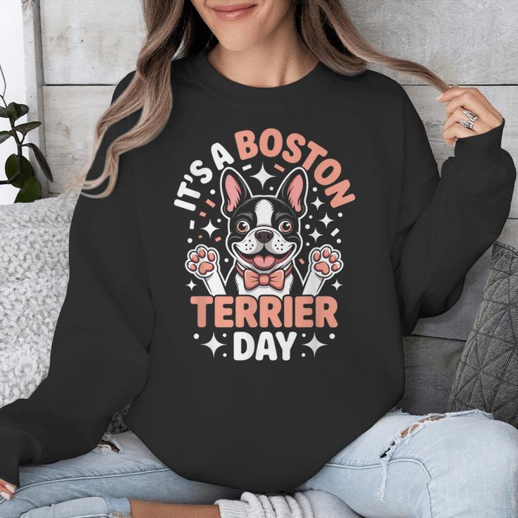 It’s A Boston Terrier Day Pet Cute Dog Lover Cartoon Unisex Sweatshirt, funny design