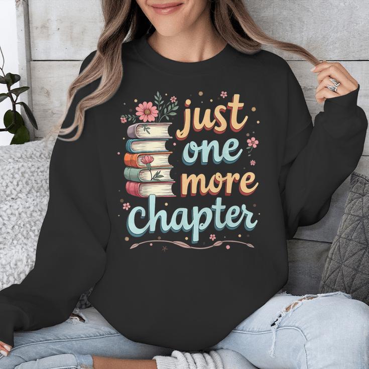 Just One More Chapter Book Reading Floral Teacher Book Lover Unisex Sweatshirt, funny design