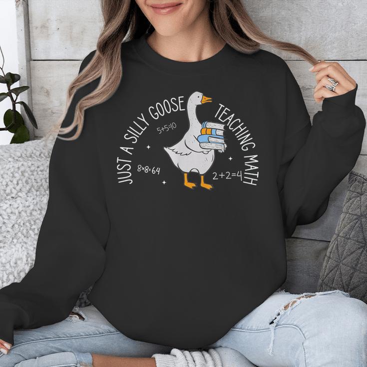 Just A Silly Goose Teaching Math Teacher Back To School Unisex Sweatshirt, funny design