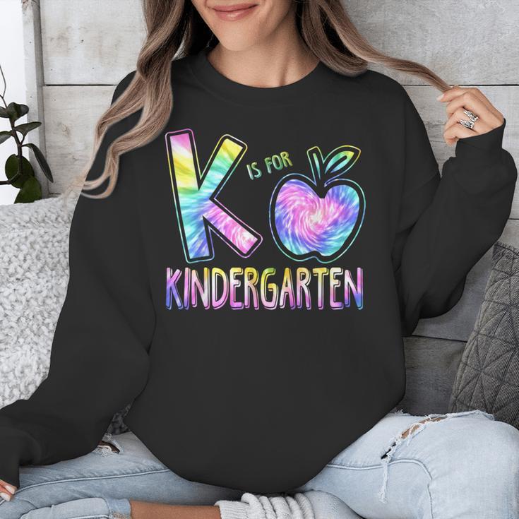 K Is For Kindergarten Teacher Tie Dye Back To School Kinder Unisex Sweatshirt, funny design