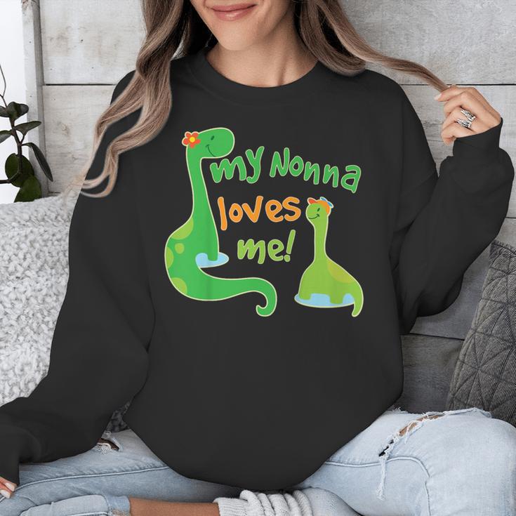 Kids My Nonna Loves Me Dinosaur Grandson Unisex Sweatshirt, funny design