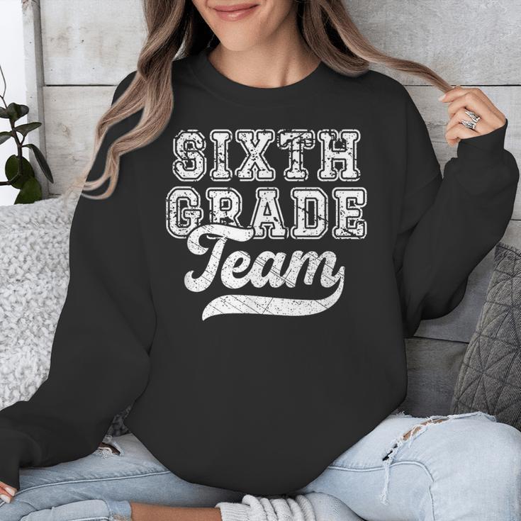 Kids Teacher Sixth Grade Retro Back To School Team 6th Grade Unisex Sweatshirt, funny design Kids Teacher Sixth Grade Retro Back To School Team 6th Grade Unisex Sweatshirt, funny design