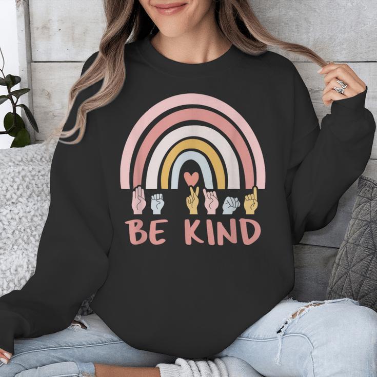 Be Kind ASL Sign Language Deaf SPED Teacher Kids Men Women Unisex Sweatshirt, funny design