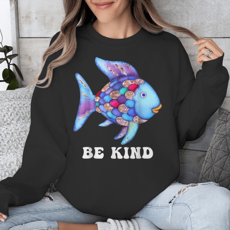 Be Kind Rainbow Fish Teacher Life Teaching Back To School Unisex Sweatshirt, funny design